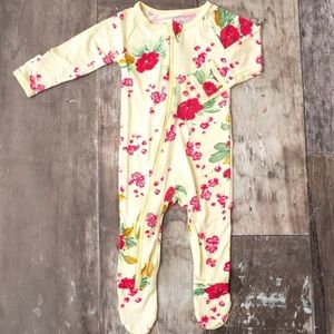 Bestaroo yellow cherry blossom footie sleeper nb